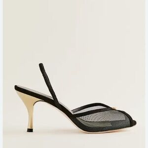 Reformation Paula Black Mesh Sling Sandals 7.5